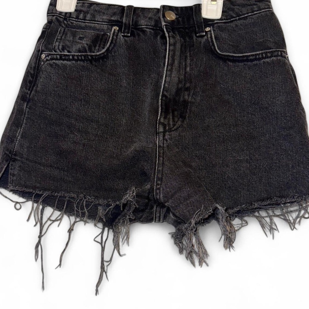 Zara Black Distressed Denim Shorts